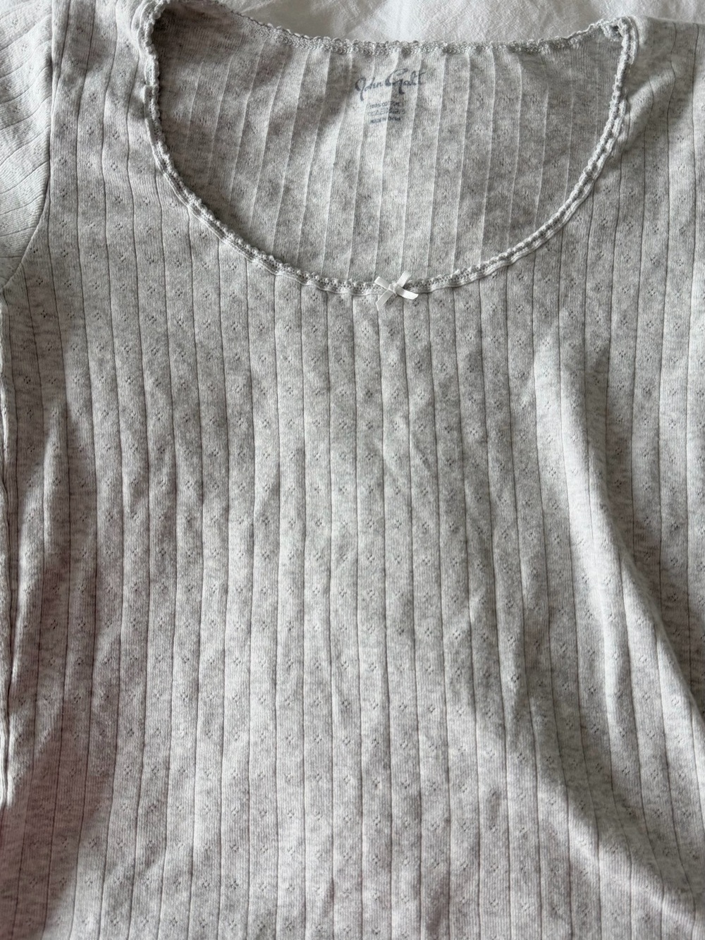 Brandy Melville Gray Eyelet Pointelle Top